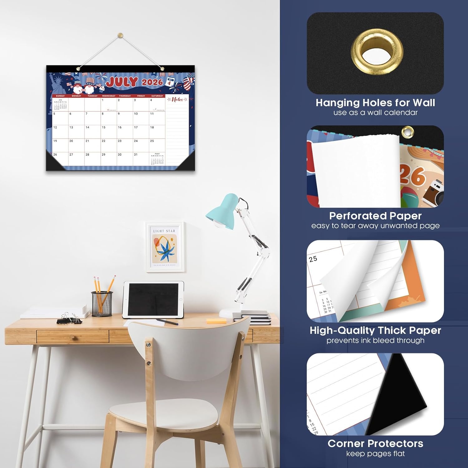 image:imageDesk Calendar 20262027 18Month Calendar Runs from July 2026 to December 2027 Large 17 x 12 Monthly Desktop amp Wall Calendar for Home amp Office FloralfWatercolor Festival