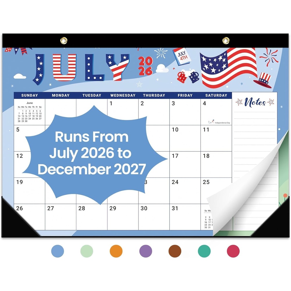image:imageDesk Calendar 20262027 18Month Calendar Runs from July 2026 to December 2027 Large 17 x 12 Monthly Desktop amp Wall Calendar for Home amp Office FloralcFestival