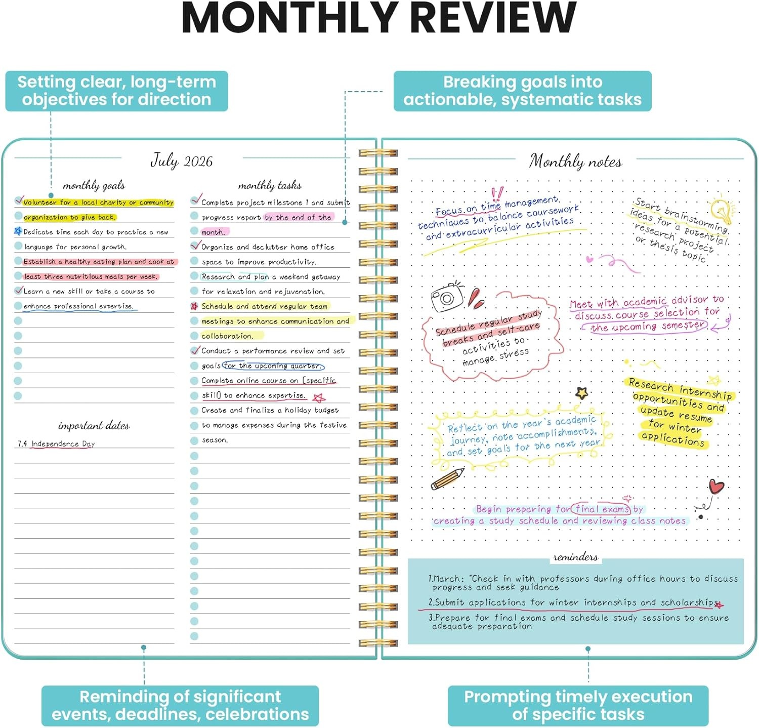 image:imageMonthly Planner 20262027 18 Months Calendar Planner 20262027 Runs from July 2026 December 2027 7 x 10 Perfect for School Office Home Planning Lemon YellowIAquamarine