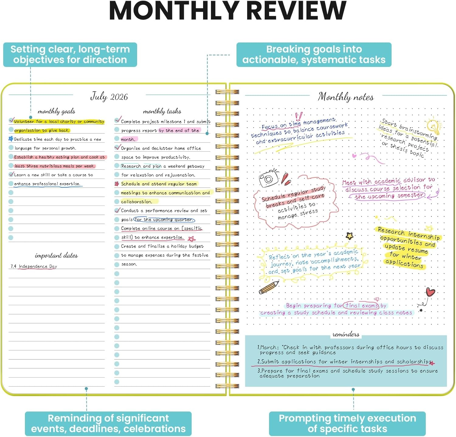 image:imageMonthly Planner 20262027 18 Months Calendar Planner 20262027 Runs from July 2026 December 2027 7 x 10 Perfect for School Office Home Planning Lemon YellowPLemon Yellow